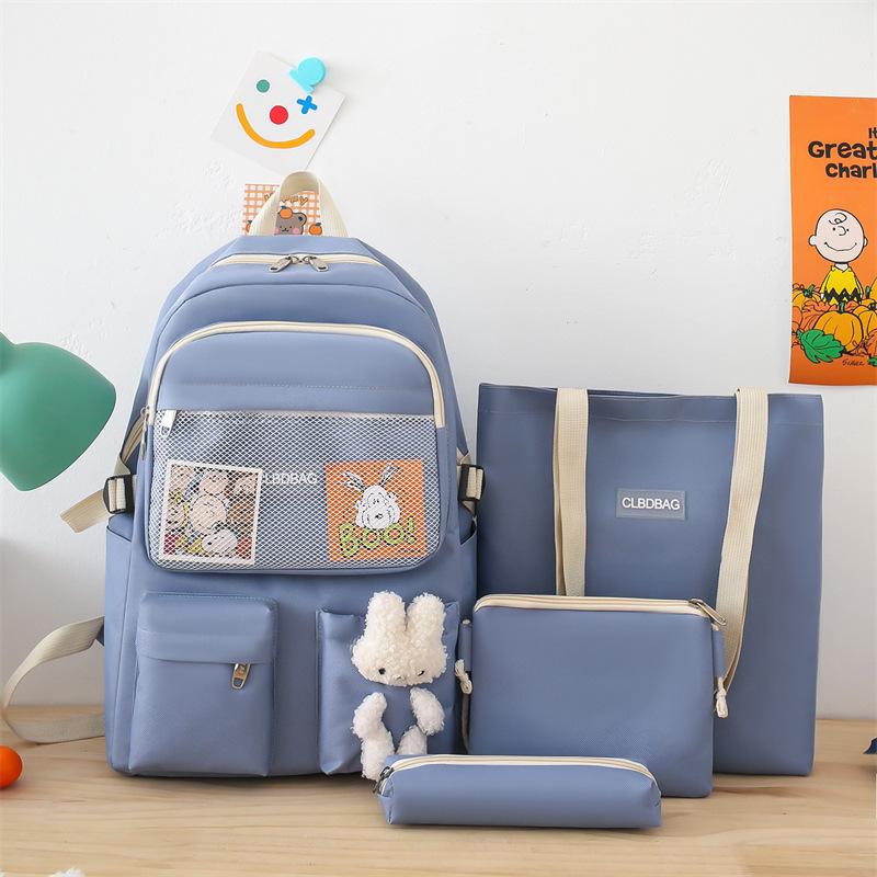 School bag for women s new junior high school students large-capacity backpack, primary school students campus four-piece backpack синій
School bag for women s new junior high school students large-capacity backpack, primary school students campus four-piece backpack синій