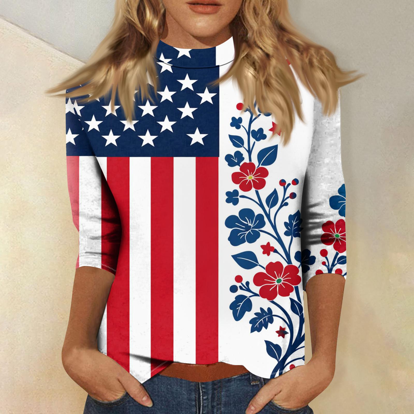 Women s Fashionable Casual Mid-Neck 3/4 Sleeve Independence Day Print T-Shirt Top XL білий
Women s Fashionable Casual Mid-Neck 3/4 Sleeve Independence Day Print T-Shirt Top XL білий