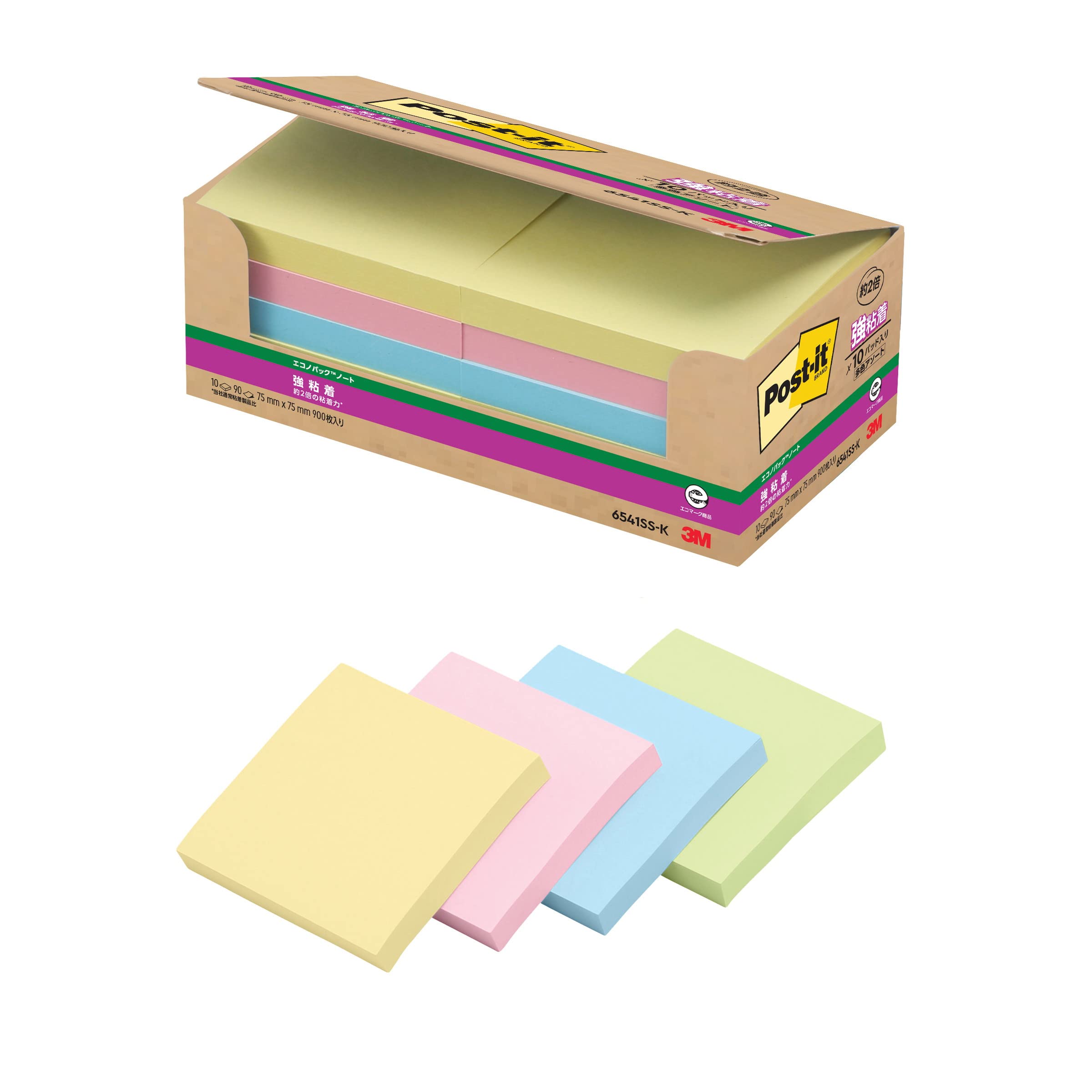 Заметки с сильным клеем Пастельные цвета 75 x 75 мм 90 листов x 10 книг Post-It 6541SS-K
Заметки с сильным клеем Пастельные цвета 75 x 75 мм 90 листов x 10 книг Post-It 6541SS-K
