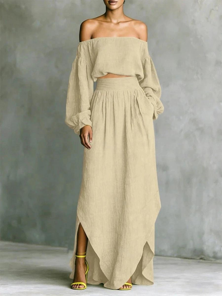 Off-Shoulder Puff Sleeve Top and Wide Leg Slit Maxi Skirt Two Piece Set in Olive Green XXXXL абрикосовий
Off-Shoulder Puff Sleeve Top and Wide Leg Slit Maxi Skirt Two Piece Set in Olive Green XXXXL абрикосовий