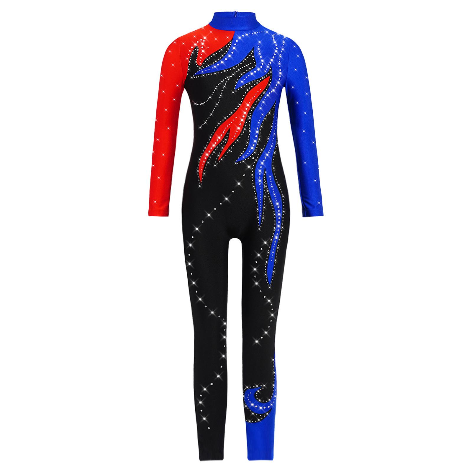 Дівчачий кольоровий гімнастичний комбінезон з імітацією горловини, довгим рукавом, блискучими стразами, боді, леотард на все тіло червоний/синій
Дівчачий кольоровий гімнастичний комбінезон з імітацією горловини, довгим рукавом, блискучими стразами, боді, леотард на все тіло червоний/синій