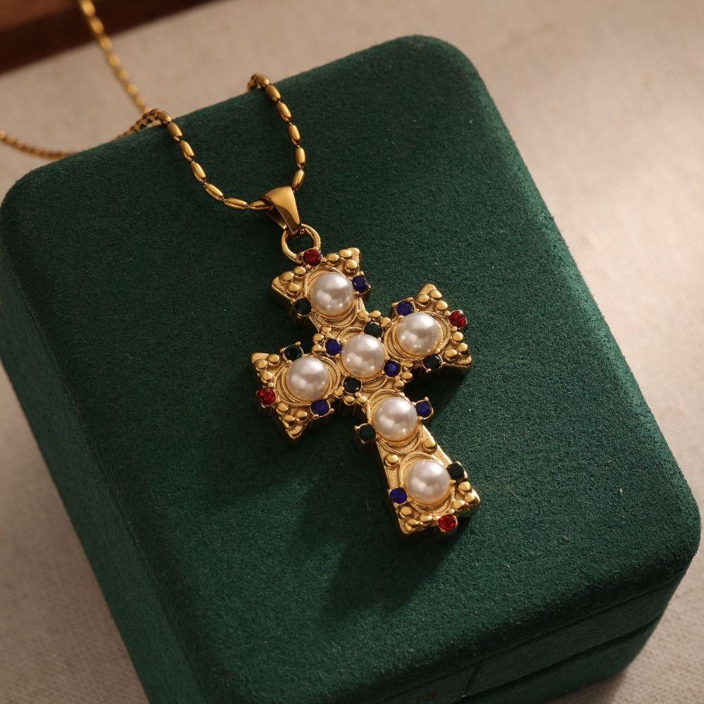 Geometry Pearl Necklace Exquisite Vintage Jewelry Necklace Retro Cross Pendant Necklace Gift срібний
Geometry Pearl Necklace Exquisite Vintage Jewelry Necklace Retro Cross Pendant Necklace Gift срібний