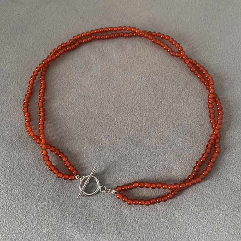 Natural Red Agate Double-Layer Beaded Wrap Necklace with OT Clasp - Trendy Clavicle Chain
Natural Red Agate Double-Layer Beaded Wrap Necklace with OT Clasp - Trendy Clavicle Chain