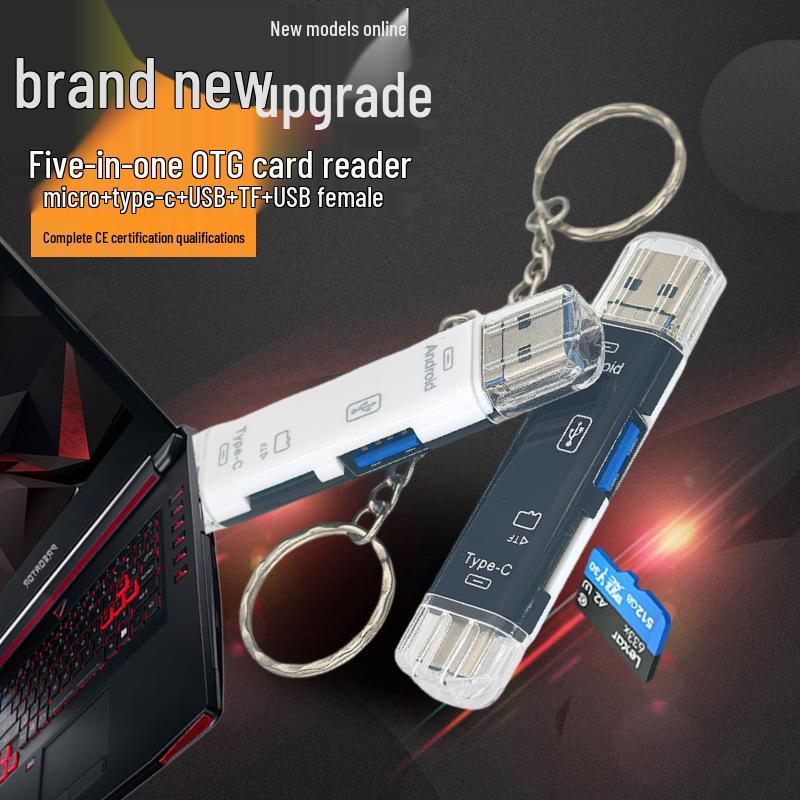 Картридер 5-в-1 OTG: Type-C, Micro, USB для TF-карты и U-диска - Совместим с телефонами, компьютерами и ноутбуками
Картридер 5-в-1 OTG: Type-C, Micro, USB для TF-карты и U-диска - Совместим с телефонами, компьютерами и ноутбуками