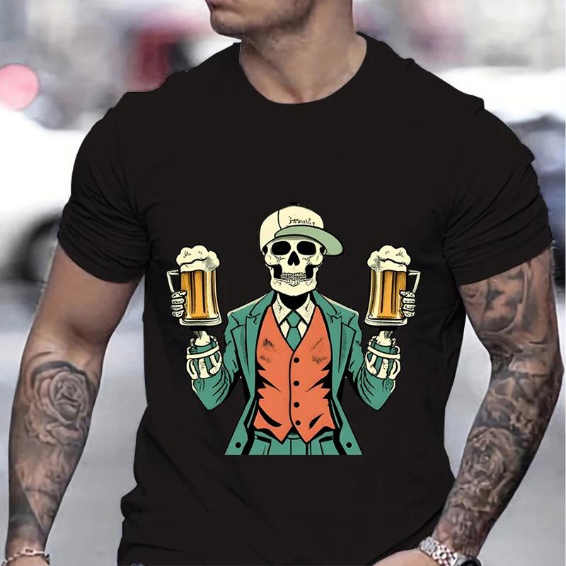 Skeleton Cheers Beers Print Summer T-shirt Men Skeleton and Beer Pattern Funny T Shirts Man Beer Lover Gifts Fashion Casual Tops S чорний
Skeleton Cheers Beers Print Summer T-shirt Men Skeleton and Beer Pattern Funny T Shirts Man Beer Lover Gifts Fashion Casual Tops S чорний