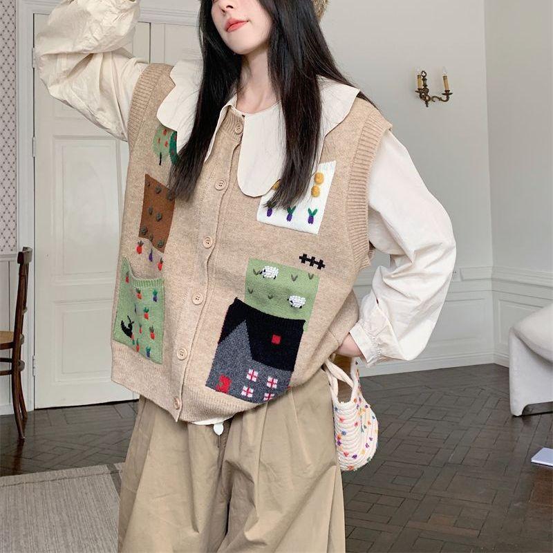 Осень и зима новый контрастный цвет ретро вязаный кардиган жилет женский свободный ленивый стиль мультяшный свитер куртка топ One size
Осень и зима новый контрастный цвет ретро вязаный кардиган жилет женский свободный ленивый стиль мультяшный свитер куртка топ One size