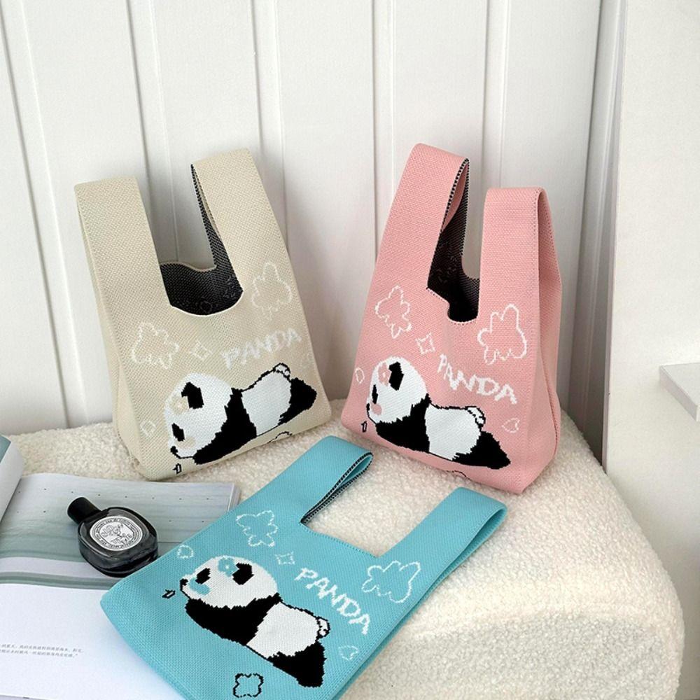 Wrist Bag Cute Panda Knitted Bag Large Capacity Commuting Knitted Handbag New Vest Handbags
Wrist Bag Cute Panda Knitted Bag Large Capacity Commuting Knitted Handbag New Vest Handbags