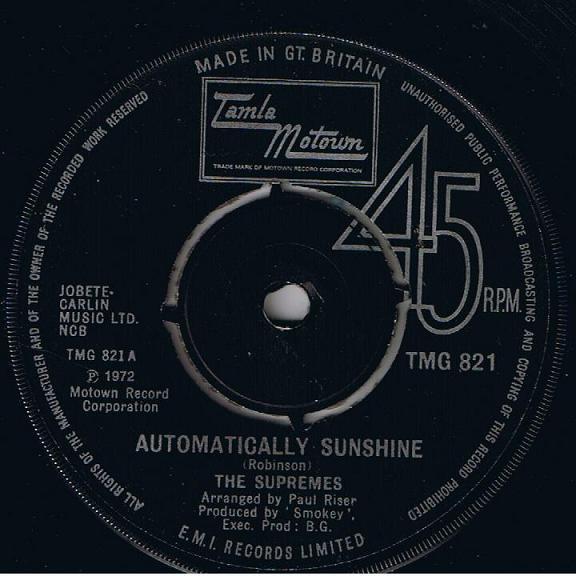 7inch Record SUPREMES - Automatically Sunshine TMG821 Tamla Motown 1972 UK Soul/Funk Used
7inch Record SUPREMES - Automatically Sunshine TMG821 Tamla Motown 1972 UK Soul/Funk Used