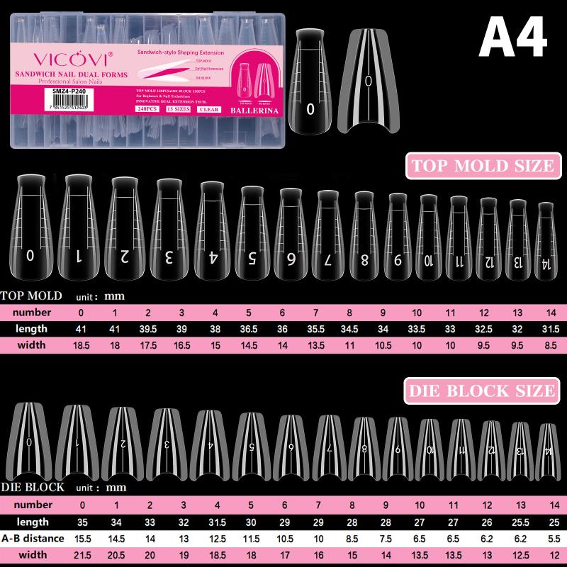 240Pcs Sandwich Dual Nail Form Mold Reusable Full Cover Mold Gel Nail Art Extension Shaping Tool Almond Coffin Nail Forms
240Pcs Sandwich Dual Nail Form Mold Reusable Full Cover Mold Gel Nail Art Extension Shaping Tool Almond Coffin Nail Forms