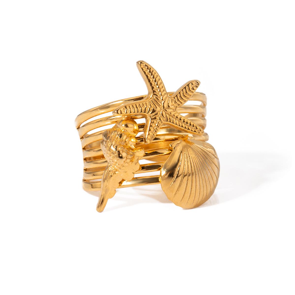 18k Gold Starfish & Conch Shell Adjustable Ring - Non-Fading, Stainless Steel Women s Accessory
18k Gold Starfish & Conch Shell Adjustable Ring - Non-Fading, Stainless Steel Women s Accessory