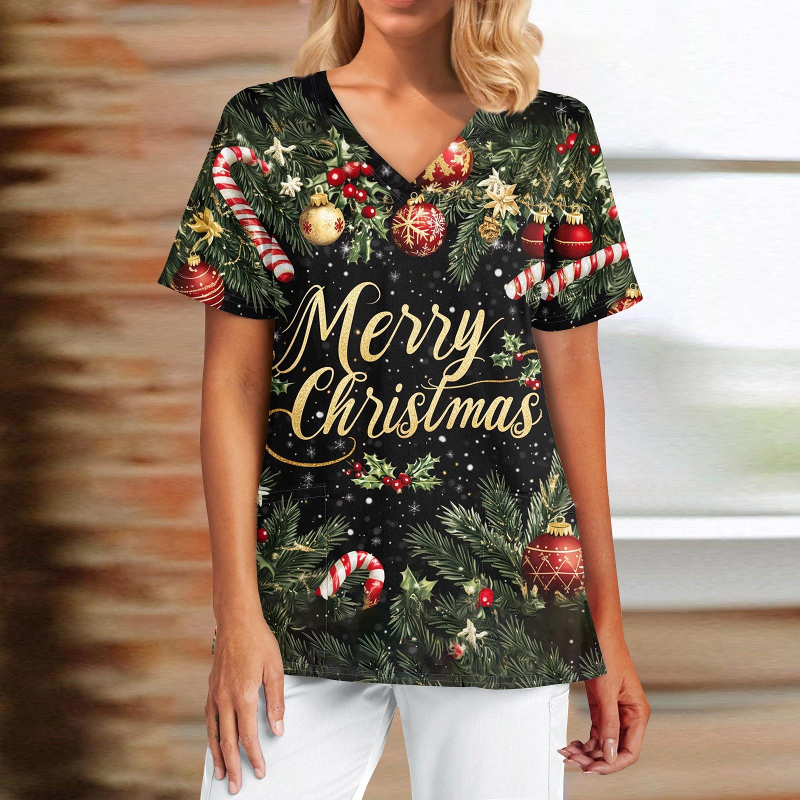 Жіночі модні повсякденні різдвяні топи з V-подібним вирізом і сухий топ для медсестри L чорний
Жіночі модні повсякденні різдвяні топи з V-подібним вирізом і сухий топ для медсестри L чорний