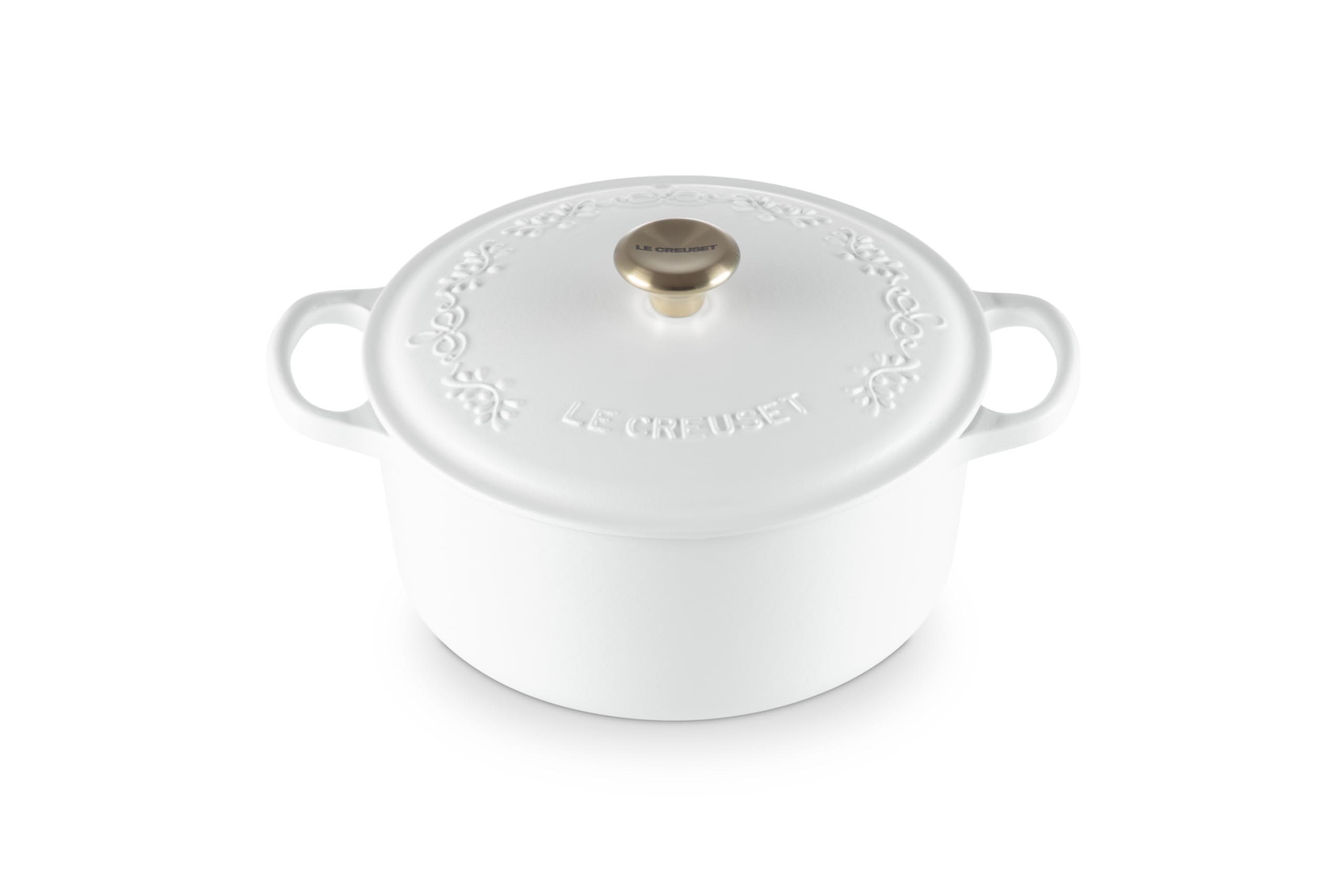 Le Creuset Signature Cocotte Ronde Eternity Lace 22cm Cotton Light Gold Knob Oven Safe
Le Creuset Signature Cocotte Ronde Eternity Lace 22cm Cotton Light Gold Knob Oven Safe