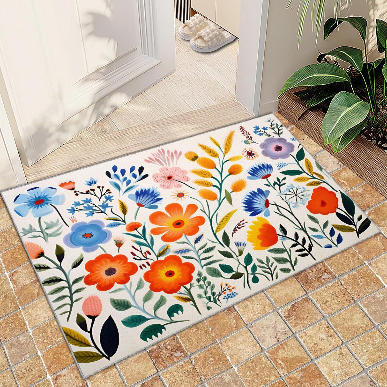Door Mat Fresh White Background Illustrated Floral Pattern Non Slip Print Entryway Rug for Minimalist Home Decoration 40cm x 60cm
Door Mat Fresh White Background Illustrated Floral Pattern Non Slip Print Entryway Rug for Minimalist Home Decoration 40cm x 60cm