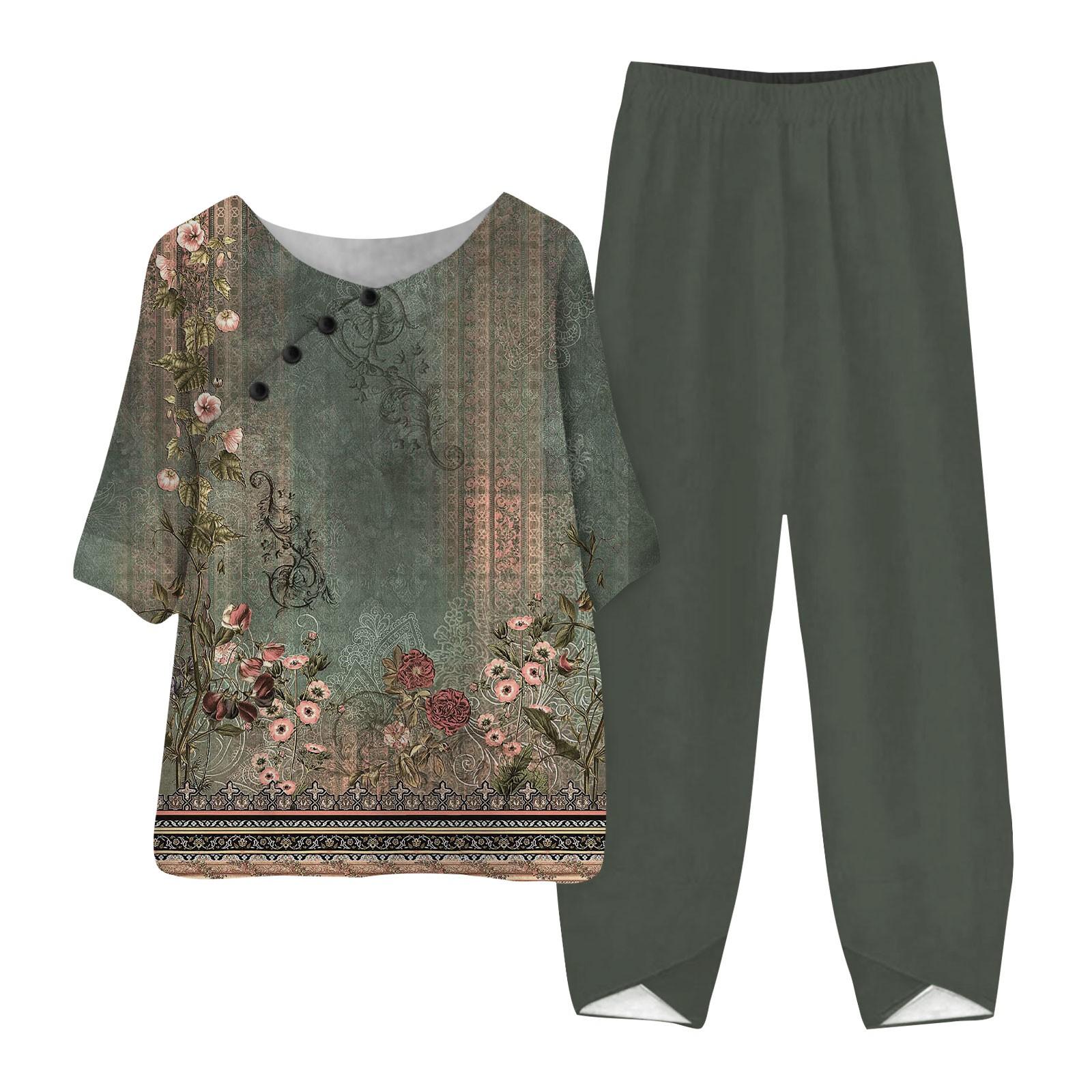 Женские летние топы с короткими рукавами и принтом, эластичная талия, брюки из девяти предметов, комплект из двух предметов XXXL зелёный
Женские летние топы с короткими рукавами и принтом, эластичная талия, брюки из девяти предметов, комплект из двух предметов XXXL зелёный