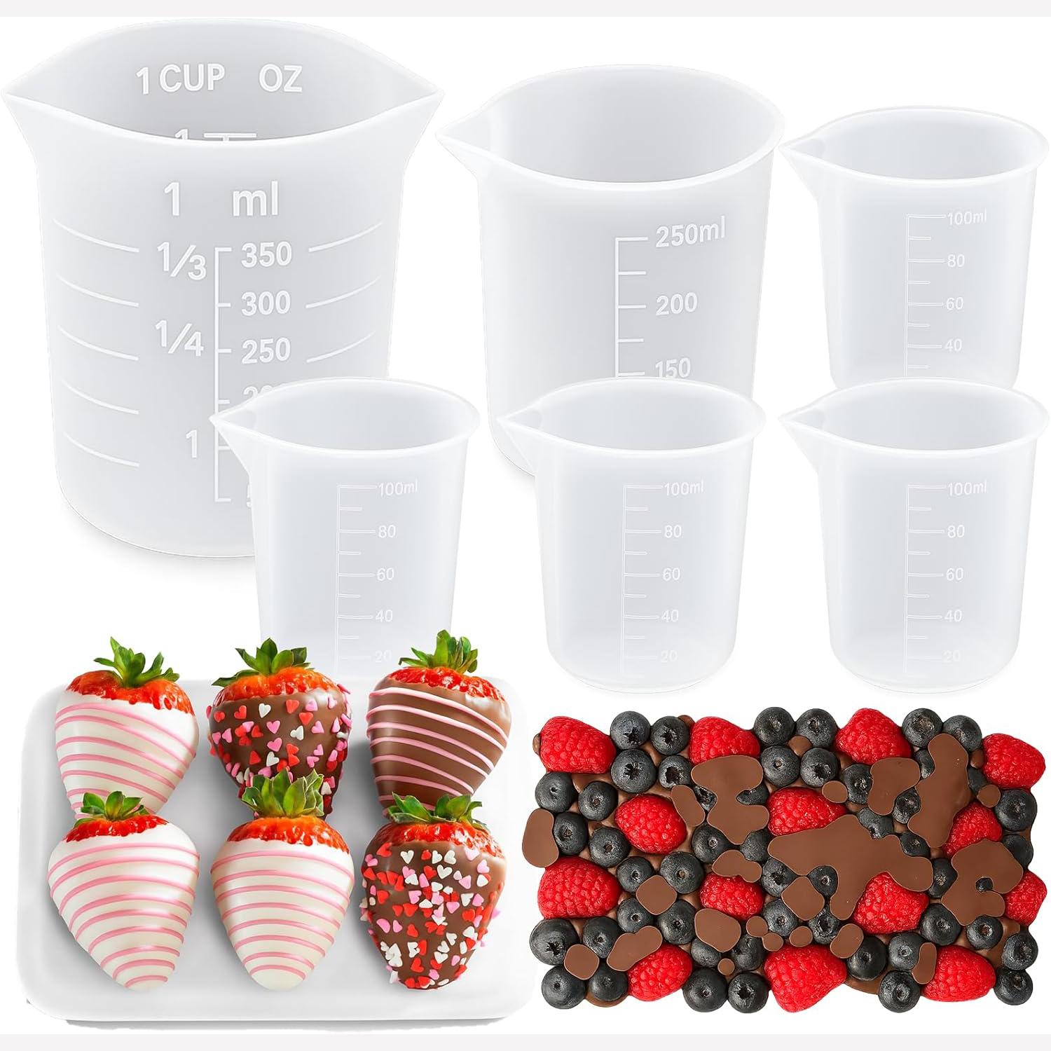 Silicone Cups for Melting Chocolate, 6PCS Silicone Measuring Cups with 100/250/350ml Capacity, Reusable Baking Supplies for DIY Chocolate Molds
Silicone Cups for Melting Chocolate, 6PCS Silicone Measuring Cups with 100/250/350ml Capacity, Reusable Baking Supplies for DIY Chocolate Molds