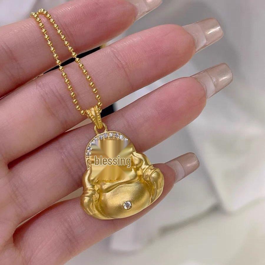 Diamond-Encrusted Smiling Maitreya Buddha Pendant Necklace - Gold With Sand Inlaid Diamonds, Women s Collarbone Chain
Diamond-Encrusted Smiling Maitreya Buddha Pendant Necklace - Gold With Sand Inlaid Diamonds, Women s Collarbone Chain