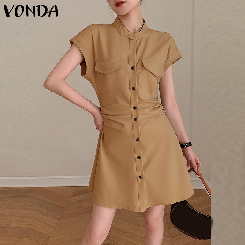 VONDA женское летнее свободное короткое платье с круглым вырезом и коротким рукавом на пуговицах
VONDA женское летнее свободное короткое платье с круглым вырезом и коротким рукавом на пуговицах