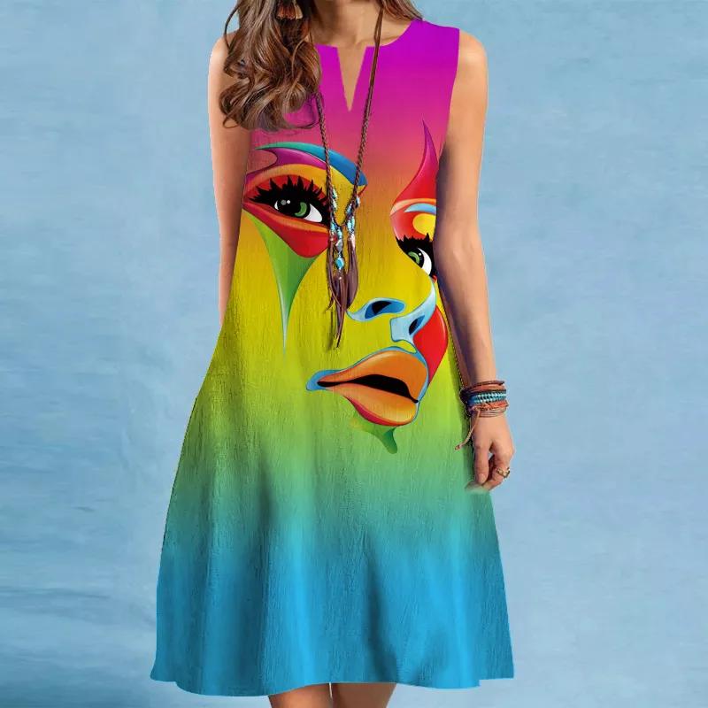 Summer Dress For Women Casual Sexy Sleeveless V-neck Loose Mini Dress Elegant Peacock Print Beach Party Dress Women Sundress 5XL
Summer Dress For Women Casual Sexy Sleeveless V-neck Loose Mini Dress Elegant Peacock Print Beach Party Dress Women Sundress 5XL