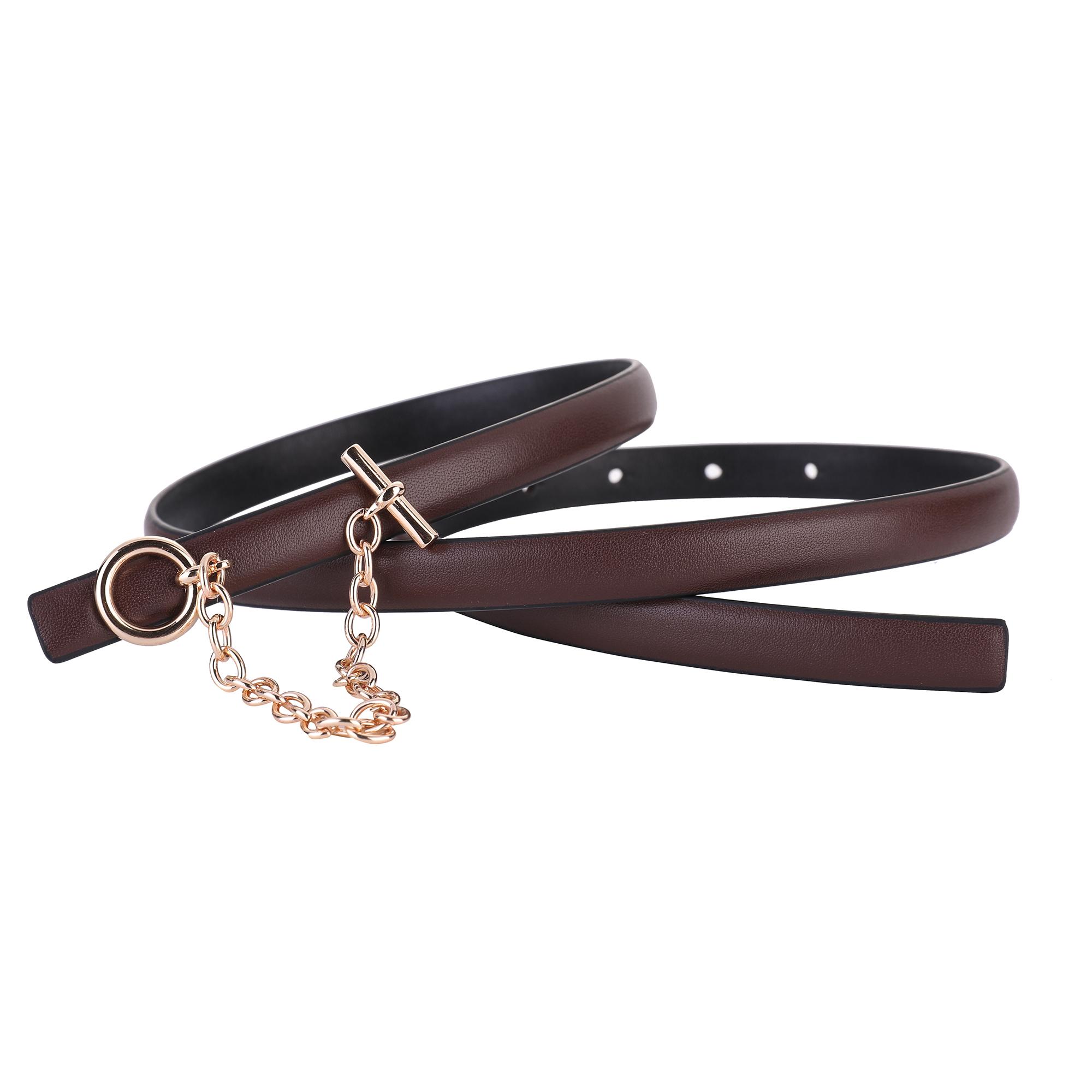 Fashion Women Slim Belt with Round Buckle Metal Chain Genuine Leather Waist Belt Chain Black Decorative for Jeans Skirt Adjust 100cm кавовий
Fashion Women Slim Belt with Round Buckle Metal Chain Genuine Leather Waist Belt Chain Black Decorative for Jeans Skirt Adjust 100cm кавовий