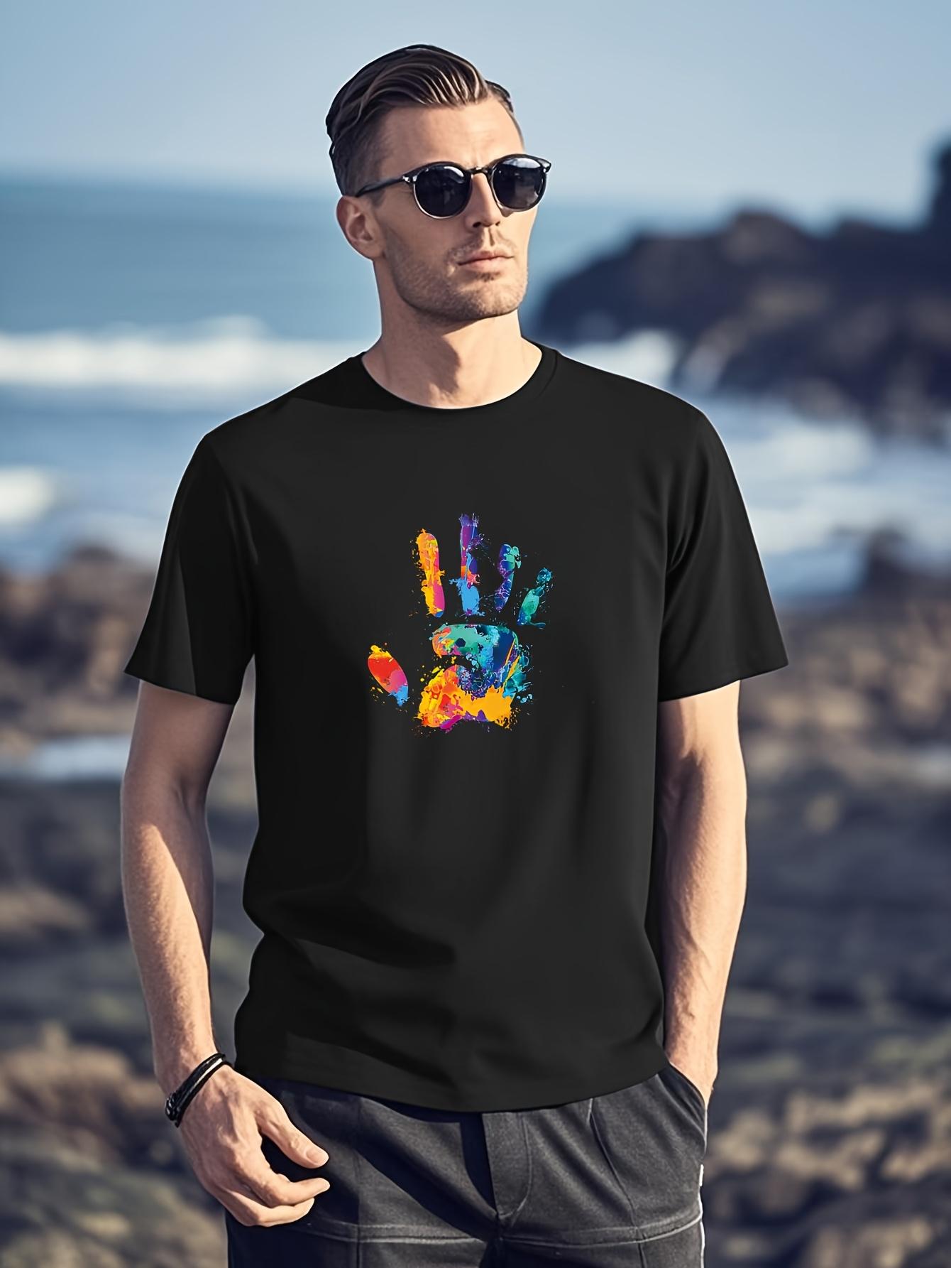 Mens Colorful Hand print Pattern Cotton Tshirt Black Casual Street Style Round Neck Short Sleeve Micro Elastic Four Seasons 4XL
Mens Colorful Hand print Pattern Cotton Tshirt Black Casual Street Style Round Neck Short Sleeve Micro Elastic Four Seasons 4XL