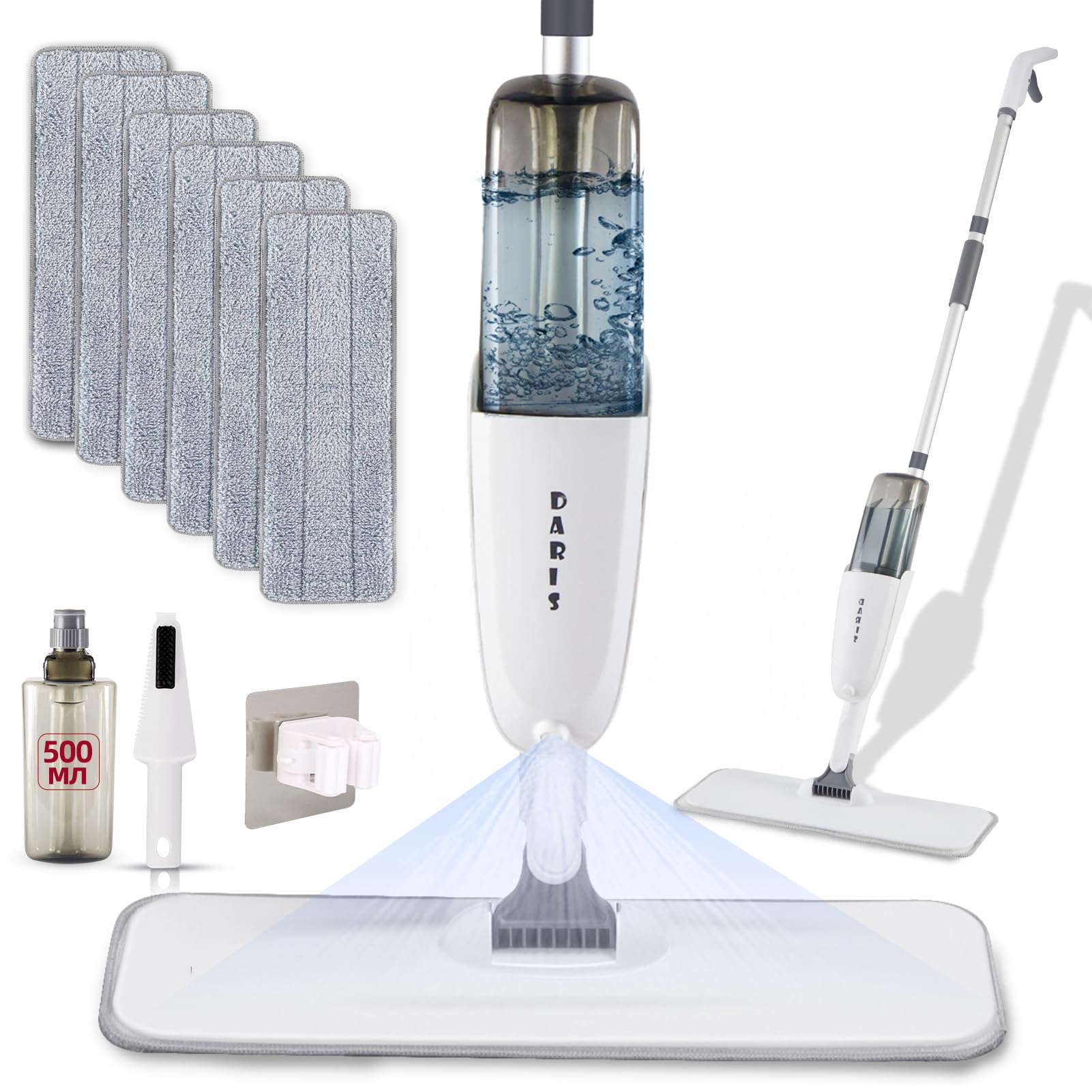 ДАРЫШМ Швабра с распылителем (Набор из 6 предметов) для влажной и сухой уборки пола, вращающаяся швабра, большая емкость 500 мл, управление одной рукой
ДАРЫШМ Швабра с распылителем (Набор из 6 предметов) для влажной и сухой уборки пола, вращающаяся швабра, большая емкость 500 мл, управление одной рукой