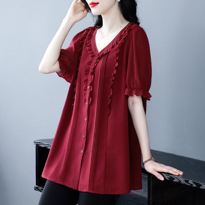 2025 Summer Ruffle Casual Plus Size Chiffon Shirt for Middle-Aged Women L (100-120 jin)
2025 Summer Ruffle Casual Plus Size Chiffon Shirt for Middle-Aged Women L (100-120 jin)