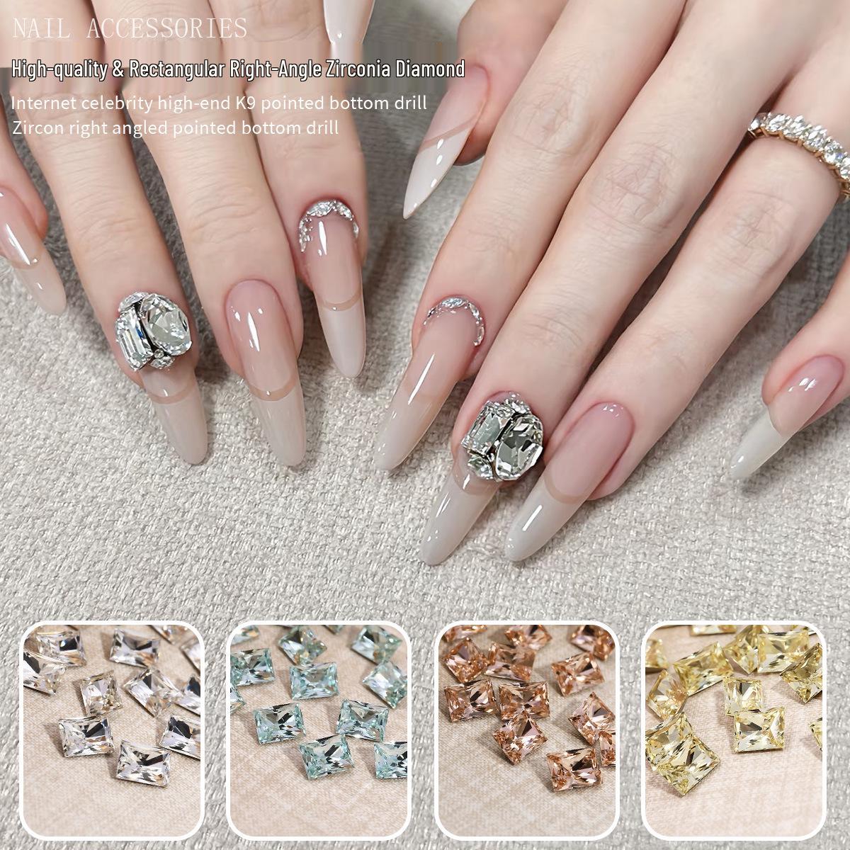Internet Celebrity Zircon Diamond Nail Art: Rectangular Right-Angle Transparent White Pink Crystals for Jewelry, Nails, Accessories
Internet Celebrity Zircon Diamond Nail Art: Rectangular Right-Angle Transparent White Pink Crystals for Jewelry, Nails, Accessories
