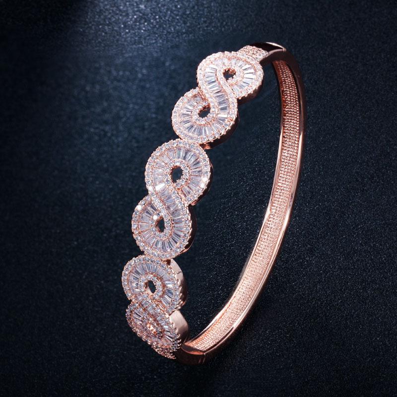 S0129 Креативные украшения, Браслет женский из циркона в виде полукруга и восьмерки розового золота
S0129 Креативные украшения, Браслет женский из циркона в виде полукруга и восьмерки розового золота
