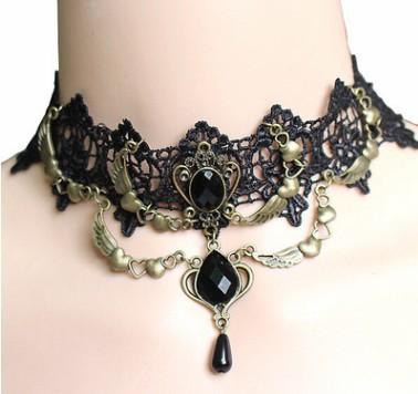 European and American black lace necklace retro exaggerated jewelry love peach heart crystal collarbone chain mixed
European and American black lace necklace retro exaggerated jewelry love peach heart crystal collarbone chain mixed