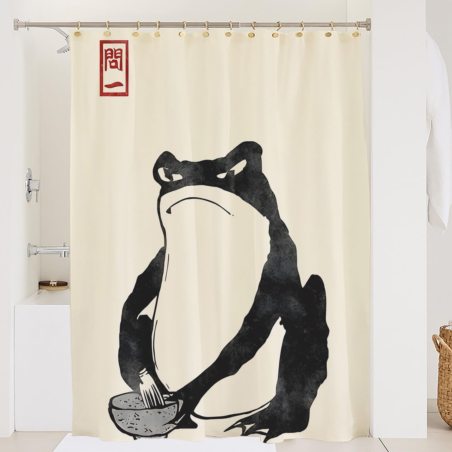 Samurai Frogs Shower Curtain Sets Vintage Japanese Folklore Bath Curtain, Ninja Frog and Toad Fun Bathroom Decor Art Curtains 90x180CM
Samurai Frogs Shower Curtain Sets Vintage Japanese Folklore Bath Curtain, Ninja Frog and Toad Fun Bathroom Decor Art Curtains 90x180CM