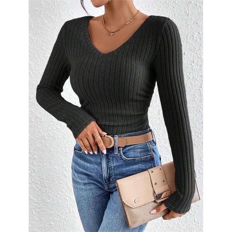 Трендовая европейская и американская осенняя футболка в рубчик с V-образным вырезом и длинными рукавами для женщин XXL чёрный
Трендовая европейская и американская осенняя футболка в рубчик с V-образным вырезом и длинными рукавами для женщин XXL чёрный