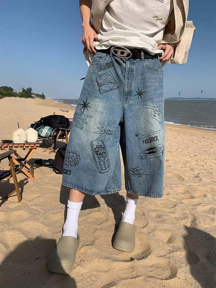 Мужские джинсовые шорты свободного покроя American Retro Graffiti — модные, свободные, 7-точечные, для лета L синий
Мужские джинсовые шорты свободного покроя American Retro Graffiti — модные, свободные, 7-точечные, для лета L синий