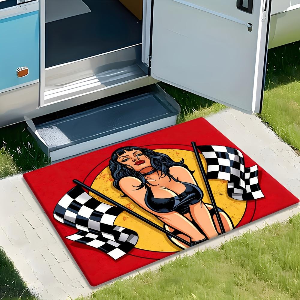 Racing Flag Pin-Up Doormat – Non-Slip Flannel with Vintage Bikini Woman & Checkered Flags on Red, Entryway Kitchen Bathroom 40cm x 60cm
Racing Flag Pin-Up Doormat – Non-Slip Flannel with Vintage Bikini Woman & Checkered Flags on Red, Entryway Kitchen Bathroom 40cm x 60cm