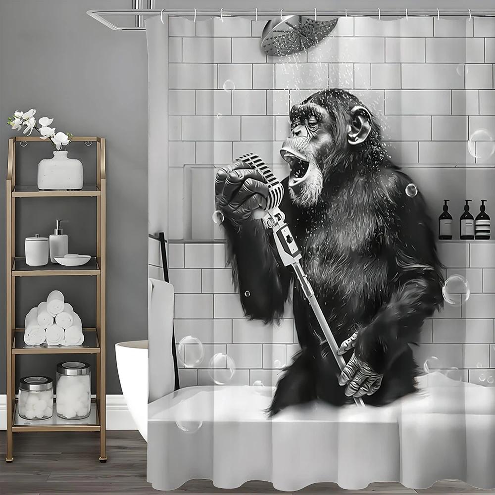 Funny Monkey Black And White Fun Animals In Bathtub Shower Curtain, Bathroom Decorative Shower Curtain, Waterproof Shower Curtai W60H190(CM)-1 Pcs
Funny Monkey Black And White Fun Animals In Bathtub Shower Curtain, Bathroom Decorative Shower Curtain, Waterproof Shower Curtai W60H190(CM)-1 Pcs