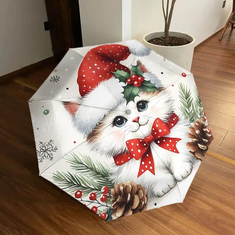 Christmas Cat Santa Hat Outdoor Rain Umbrella - Automatic Open/Closed, Portable Tri-Fold Design, 8-Bone Iron Frame, Festive Gift for Fans, T
Christmas Cat Santa Hat Outdoor Rain Umbrella - Automatic Open/Closed, Portable Tri-Fold Design, 8-Bone Iron Frame, Festive Gift for Fans, T