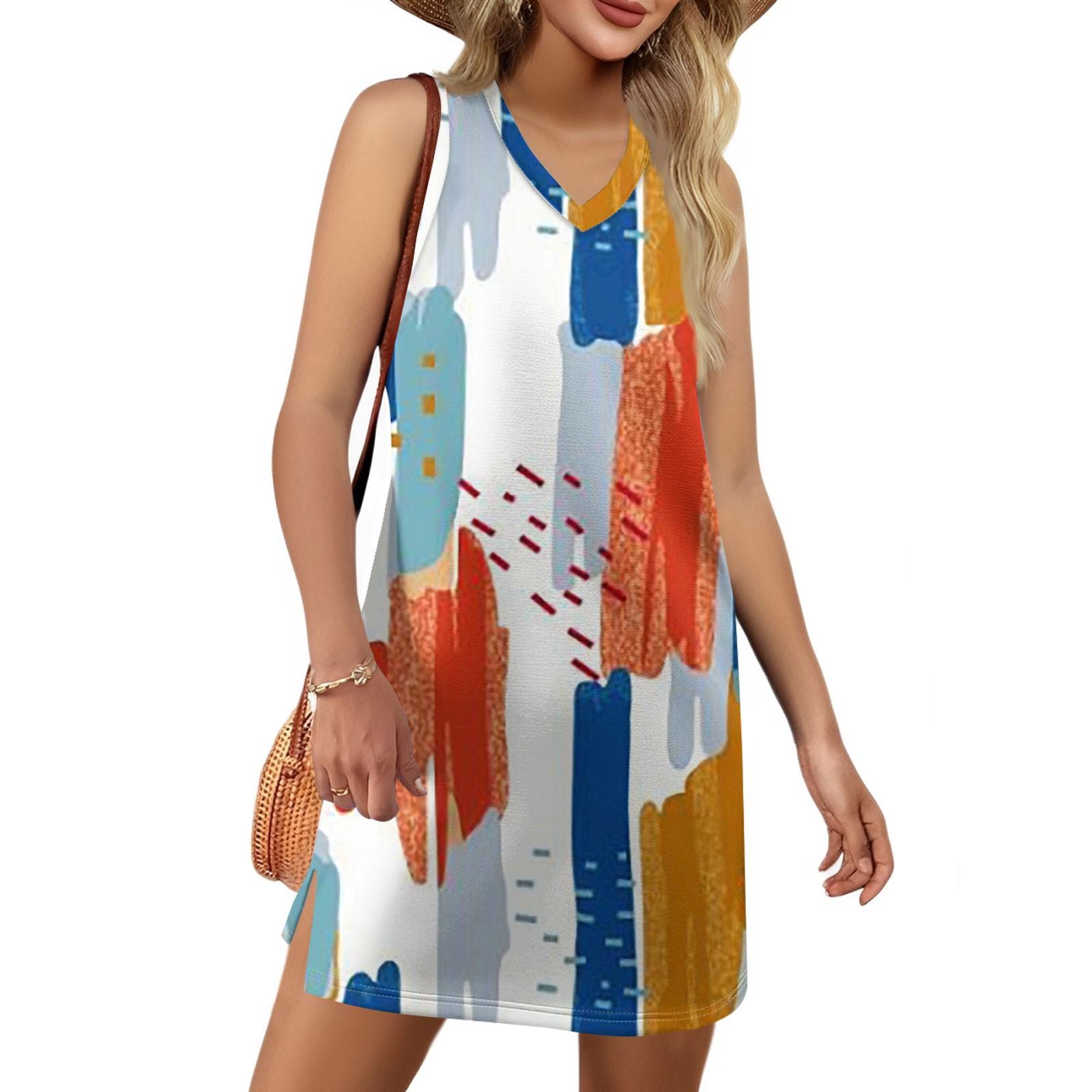 Женский летний повседневный сарафан без рукавов с V-образным вырезом и цветочным принтом для пляжного отдыха XL
Женский летний повседневный сарафан без рукавов с V-образным вырезом и цветочным принтом для пляжного отдыха XL