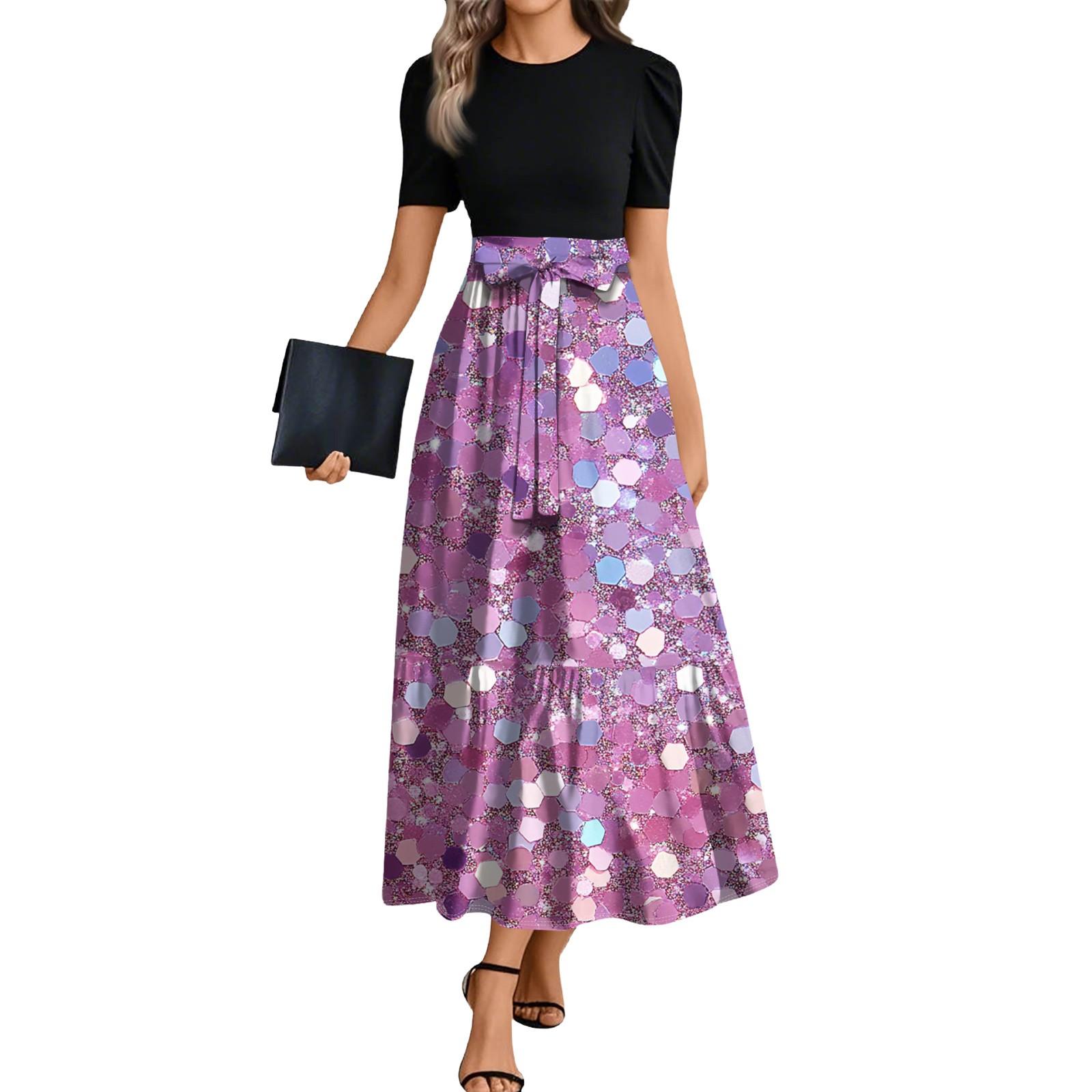 Ladies Fashion Casual Belt Short Sleeve Round Neck Floral Print Splicing Elegant Temperament Dress XL кавун червоний колір
Ladies Fashion Casual Belt Short Sleeve Round Neck Floral Print Splicing Elegant Temperament Dress XL кавун червоний колір