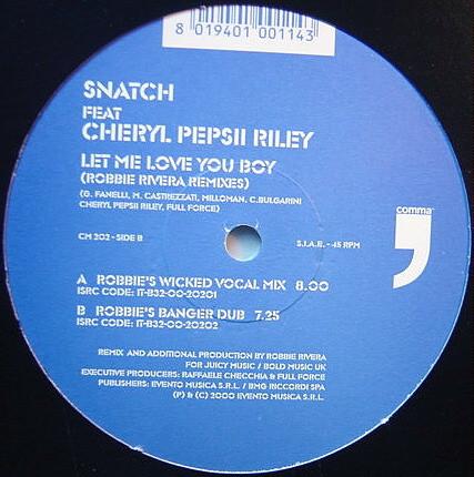 10-дюймовая пластинка SNATCH, CHERYL PEPSII RILEY - Позволь мне любить тебя, парень (Robbie Riviera CM202 Comma 2000 Италия Танцевальная и Электронная Б/У
10-дюймовая пластинка SNATCH, CHERYL PEPSII RILEY - Позволь мне любить тебя, парень (Robbie Riviera CM202 Comma 2000 Италия Танцевальная и Электронная Б/У