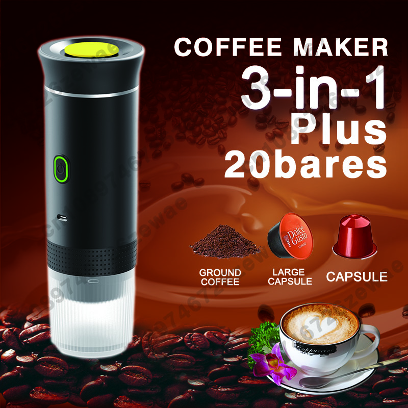 Wireless 20Bar Espresso Maker, 3-in-1 Portable Coffee Machine for Car/Camping/Home,USB Rechargeable&Capsule/Powder Compatible білий
Wireless 20Bar Espresso Maker, 3-in-1 Portable Coffee Machine for Car/Camping/Home,USB Rechargeable&Capsule/Powder Compatible білий