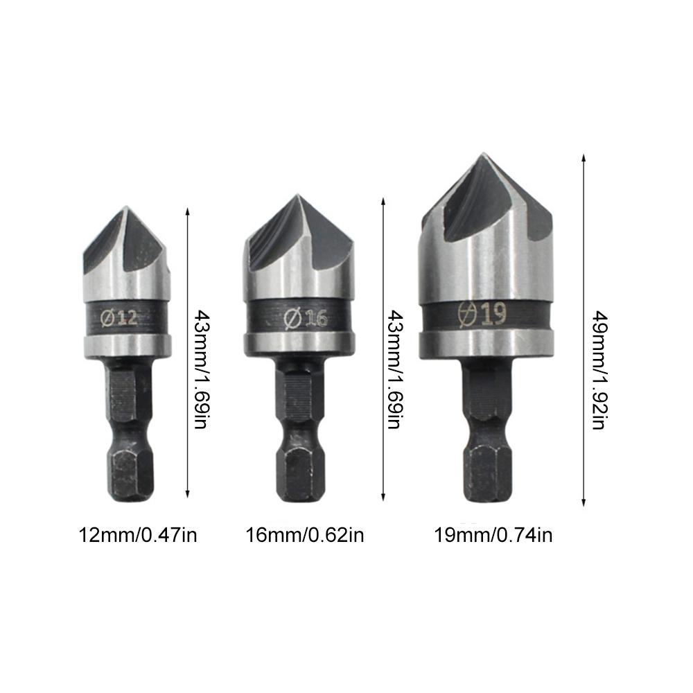 3PCS Hex Countersink Boring Chamfer Drill Bit Set 12/16/19mm 5Flute Woodworking Drill Bit Cutter Metal Drilling Bit Hand Tool коричневий
3PCS Hex Countersink Boring Chamfer Drill Bit Set 12/16/19mm 5Flute Woodworking Drill Bit Cutter Metal Drilling Bit Hand Tool коричневий