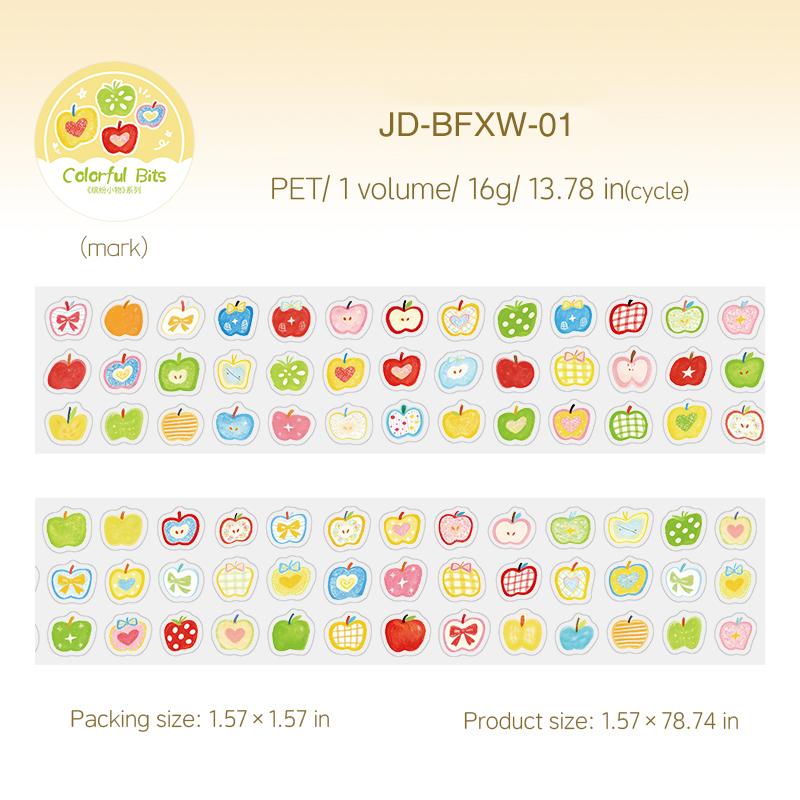 JIANWU Colorful Little Things Series Kawaii Dopamine Tree Apple Landscape Material Collage PET Tape Creative Journal Stationery
JIANWU Colorful Little Things Series Kawaii Dopamine Tree Apple Landscape Material Collage PET Tape Creative Journal Stationery