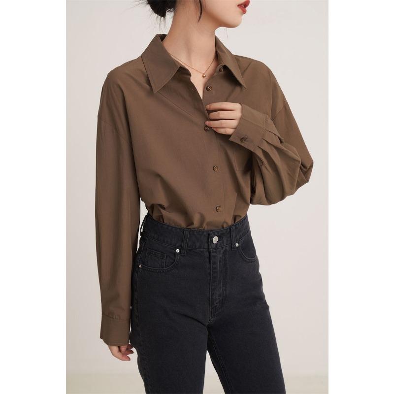 French Style Women s Spring Autumn New Brown Long-sleeved Shirt Fashion Design Loose Top S кавовий
French Style Women s Spring Autumn New Brown Long-sleeved Shirt Fashion Design Loose Top S кавовий