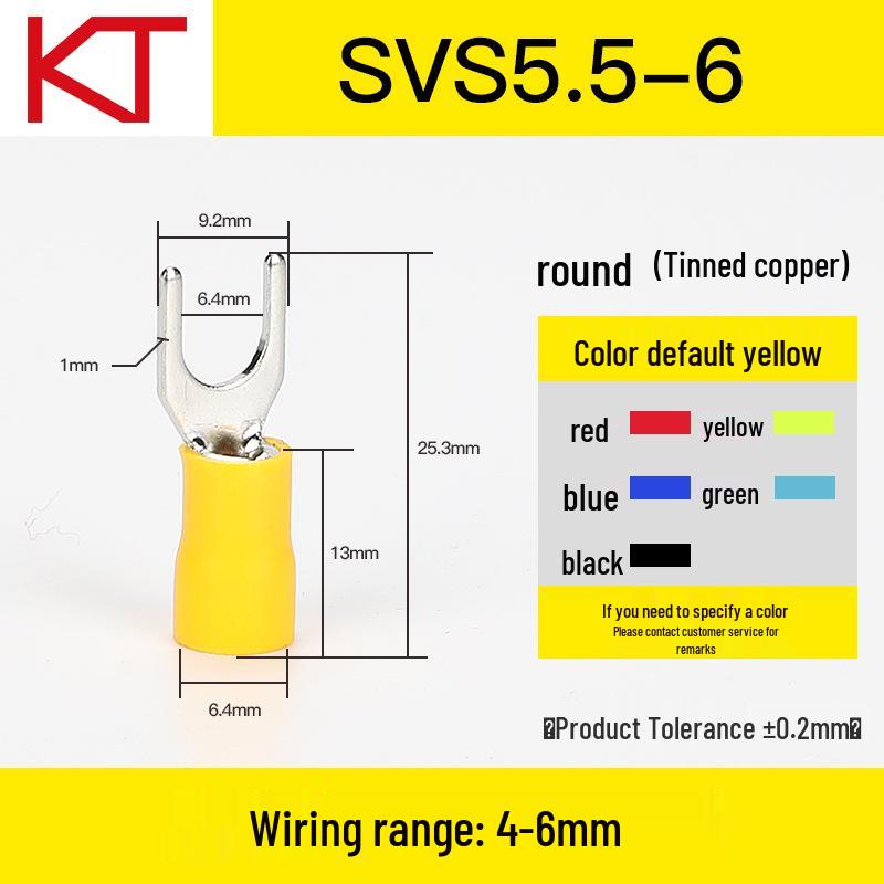 KT Keston SV5.5-3.5-4-5-6-8 Purple Copper Fork Terminals, National Standard Y-type Wiring
KT Keston SV5.5-3.5-4-5-6-8 Purple Copper Fork Terminals, National Standard Y-type Wiring