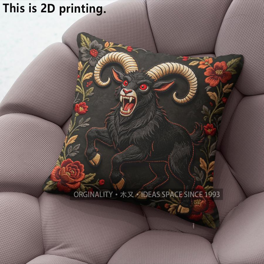 Gothic Black Goat Floral Embroidery Throw Pillow Covers Pattern Cushion Cover Suitable for Sofa Bedroom Car Pillow Cover 40x40cm
Gothic Black Goat Floral Embroidery Throw Pillow Covers Pattern Cushion Cover Suitable for Sofa Bedroom Car Pillow Cover 40x40cm