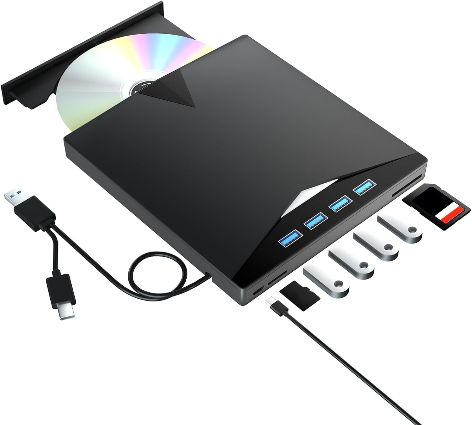 Yaeonku CD DVD-привід Зовнішній USB-концентратор Портативний оптичний привід DVD-програвач Високошвидкісний кабель 4 порти USB Гніздо для карти Читання Запис Зовнішній оптичний привід Тихий
Yaeonku CD DVD-привід Зовнішній USB-концентратор Портативний оптичний привід DVD-програвач Високошвидкісний кабель 4 порти USB Гніздо для карти Читання Запис Зовнішній оптичний привід Тихий