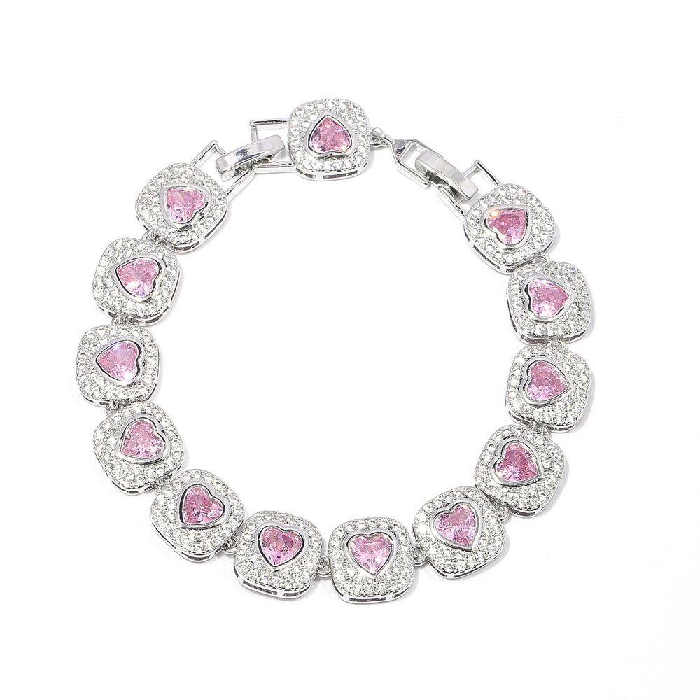 European and American Bottom Set with Heart Shaped Zircon Bracelet Grand Emerald Bracelet That Does Not Fade Main chain 17.5cm + 3cm extension buckle
European and American Bottom Set with Heart Shaped Zircon Bracelet Grand Emerald Bracelet That Does Not Fade Main chain 17.5cm + 3cm extension buckle
