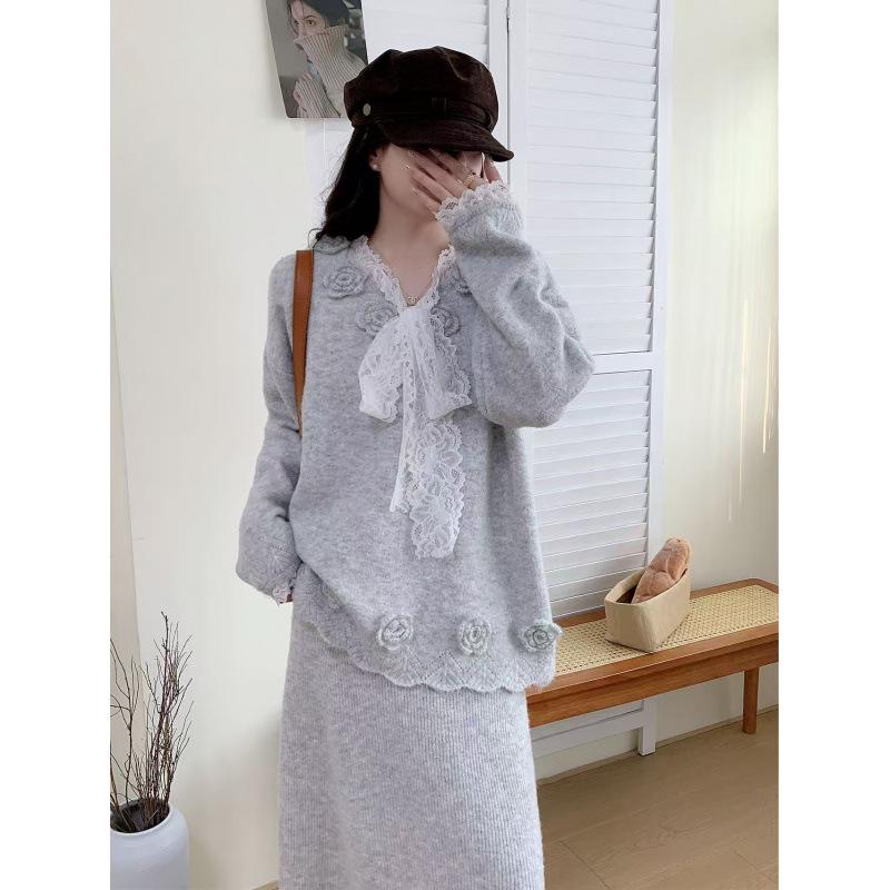 Elegant Heiress Embroidered Floral Knit Two-Piece Set M сірий колір
Elegant Heiress Embroidered Floral Knit Two-Piece Set M сірий колір