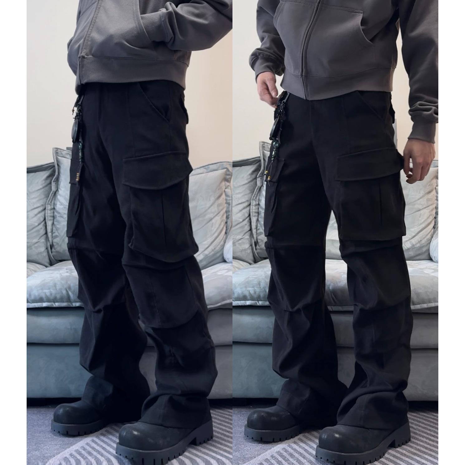 Плиссированные карго: Брюки прямого кроя в стиле рабочей одежды с большими карманами и трехмерной строчкой L
Плиссированные карго: Брюки прямого кроя в стиле рабочей одежды с большими карманами и трехмерной строчкой L