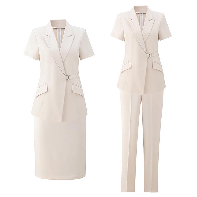 TROMAN Women s Short Sleeve Professional Waist-Cinching Suit Set L
TROMAN Women s Short Sleeve Professional Waist-Cinching Suit Set L