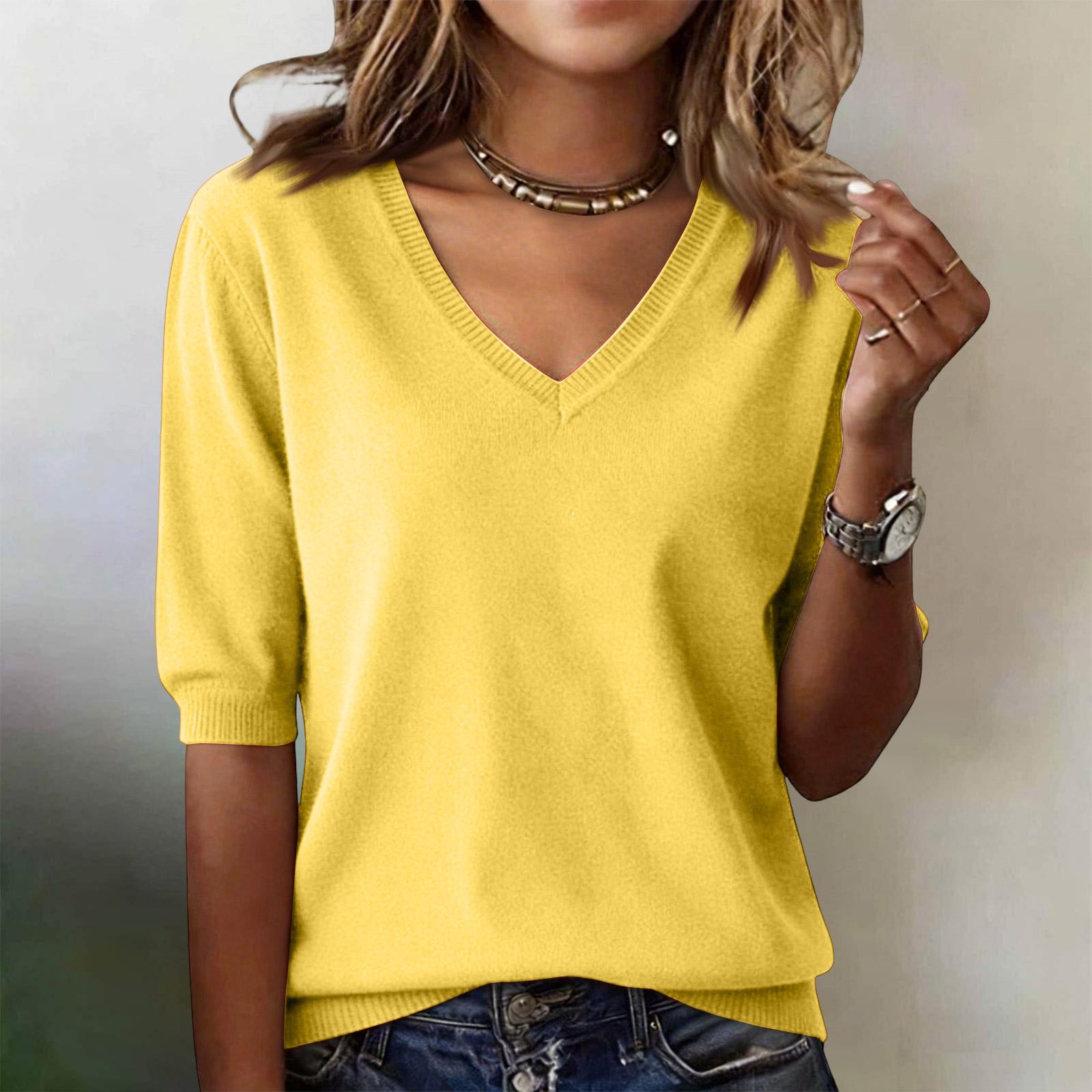 Fashion Women s Knitted V-neck Sweater Loose Bottoming Shirt T-shirt XL жовтий
Fashion Women s Knitted V-neck Sweater Loose Bottoming Shirt T-shirt XL жовтий